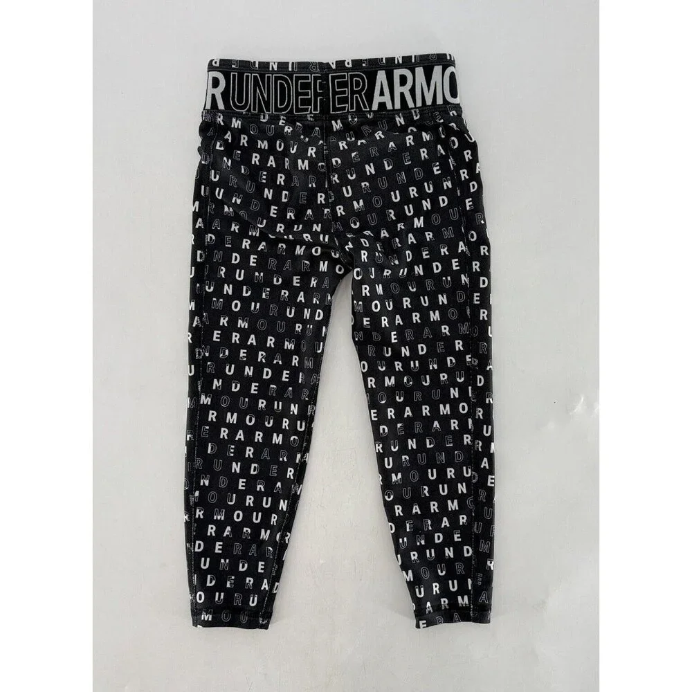 Under Armour YSM Girl’s Black/White/Gray Big Logo Leggings Pull On, See‎ Photos
